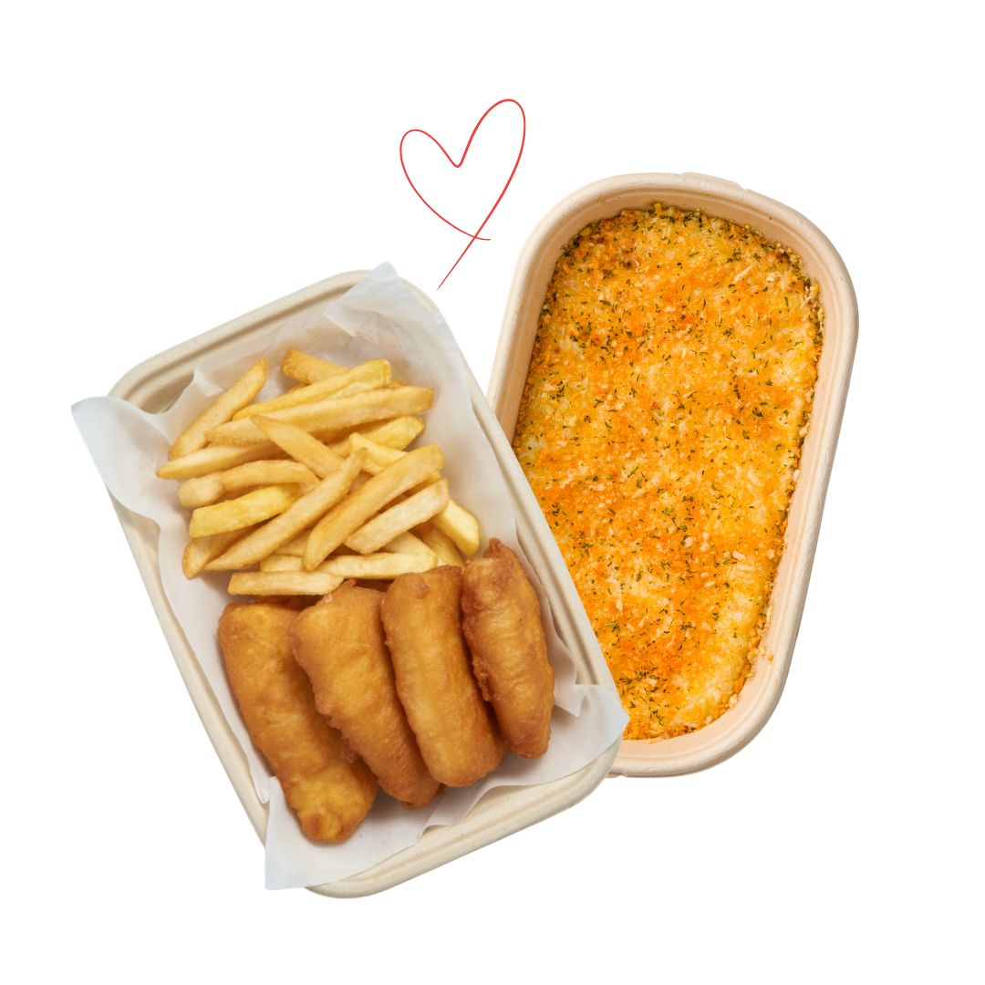 Better Together: Lobster Mac & Cheese + Beer-Battered Halibut