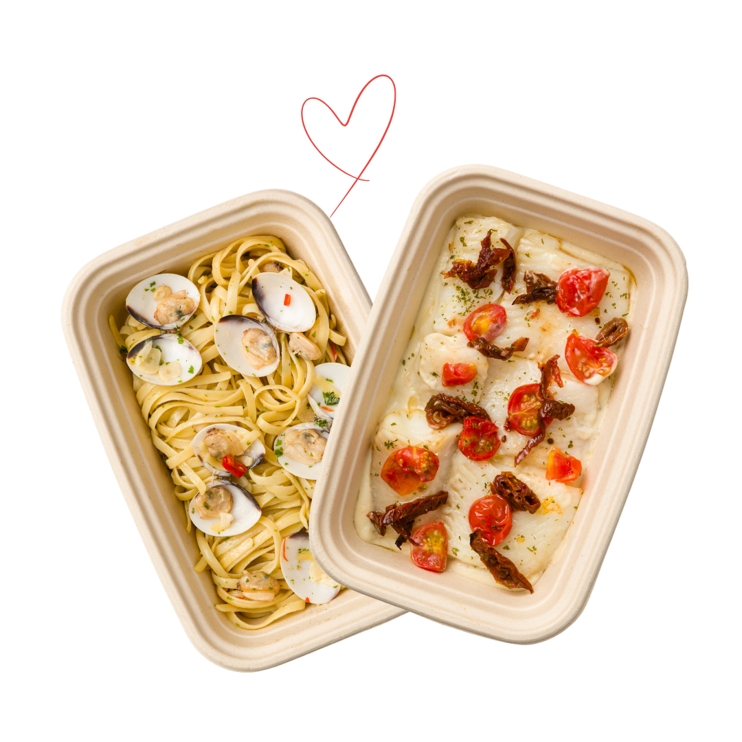 Better Together: Linguine ale Vongole + Roasted Halibut Fillet