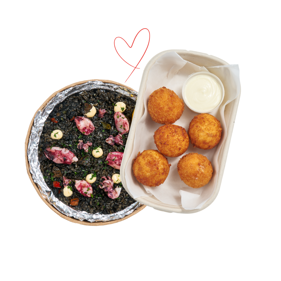 Better Together: Paella Negra + Jamon Croquetas