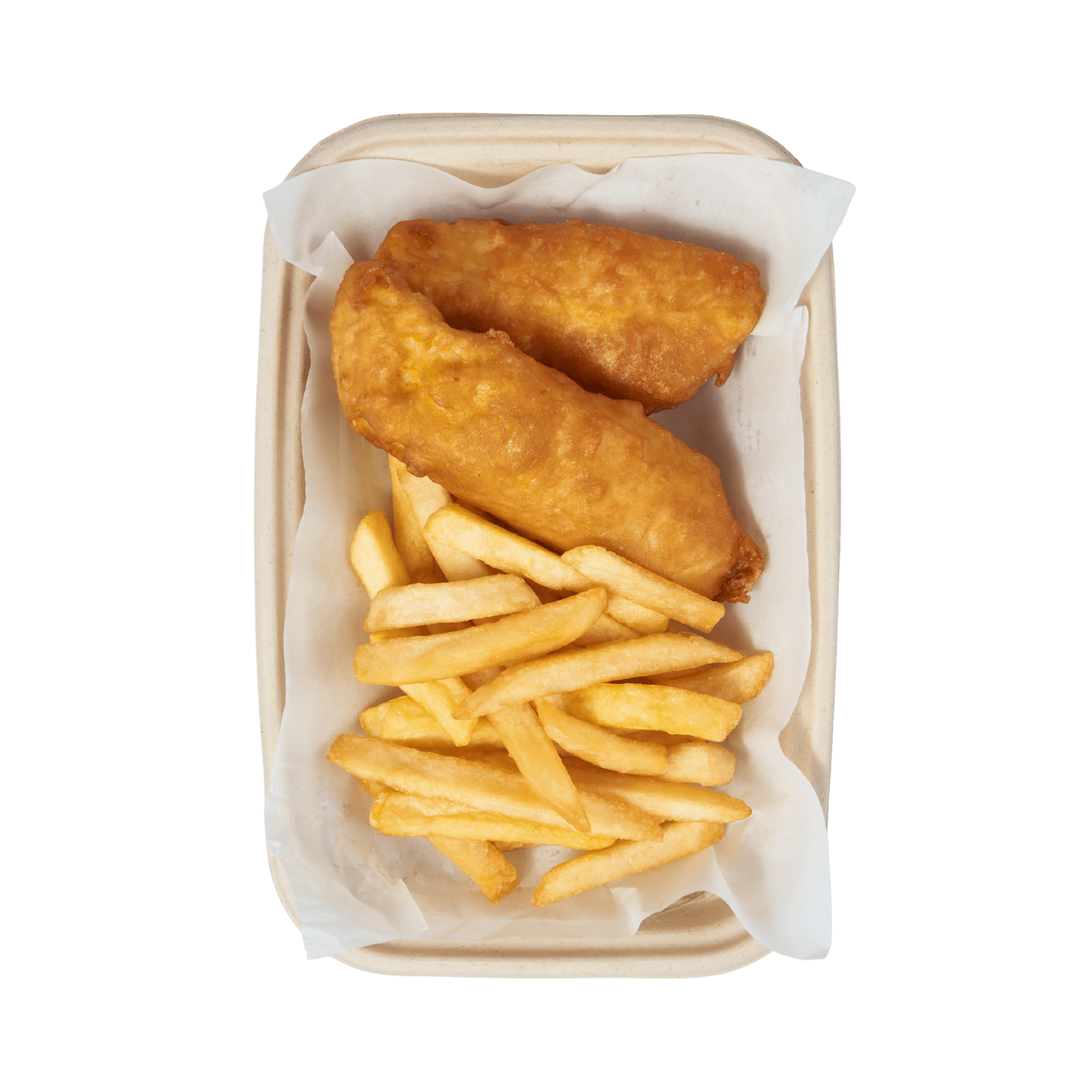 Beer Battered Halibut & Chips (6 pcs) - Pacific Bay Eats