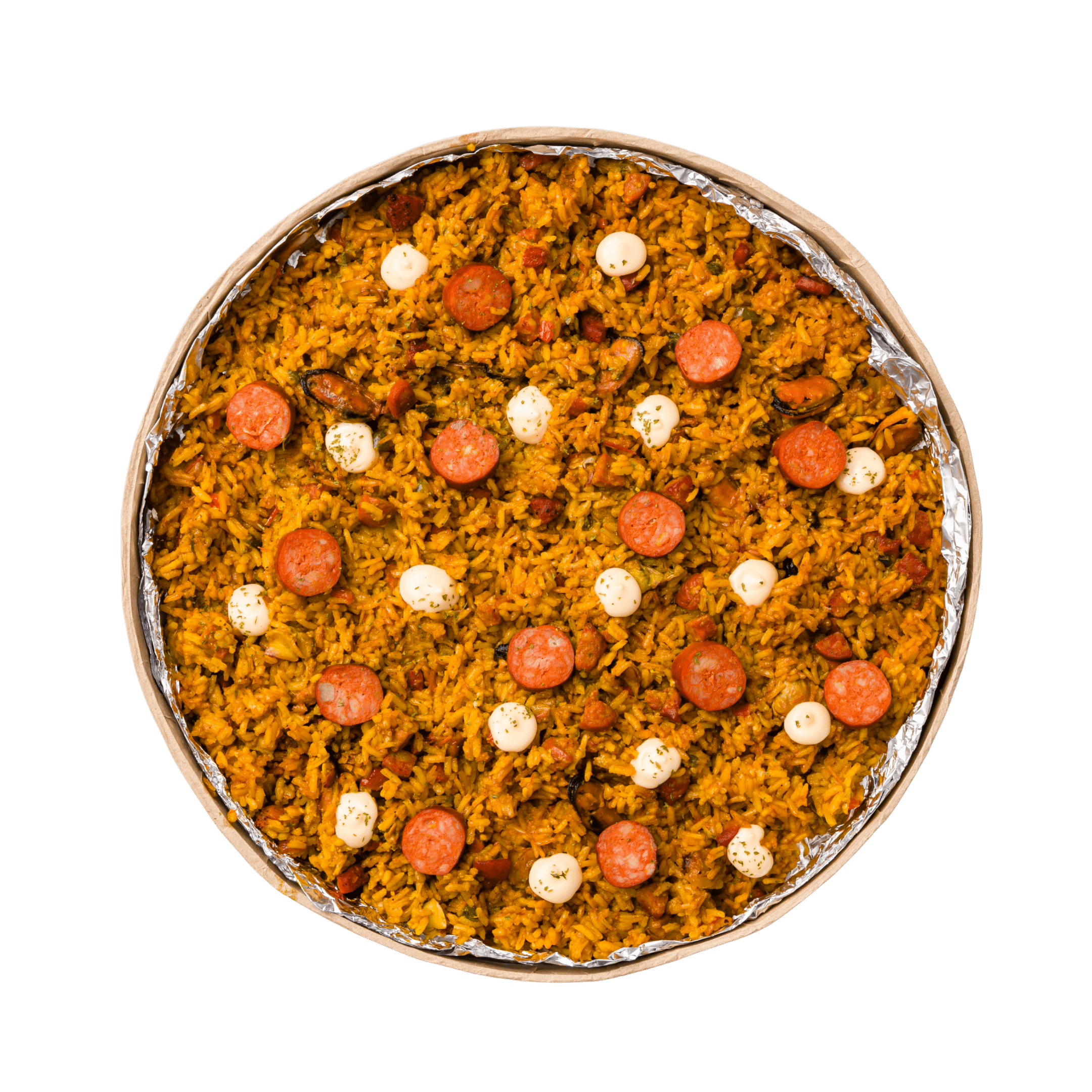 Chorizo Clams Mussels Paella (Large) - Pacific Bay Eats