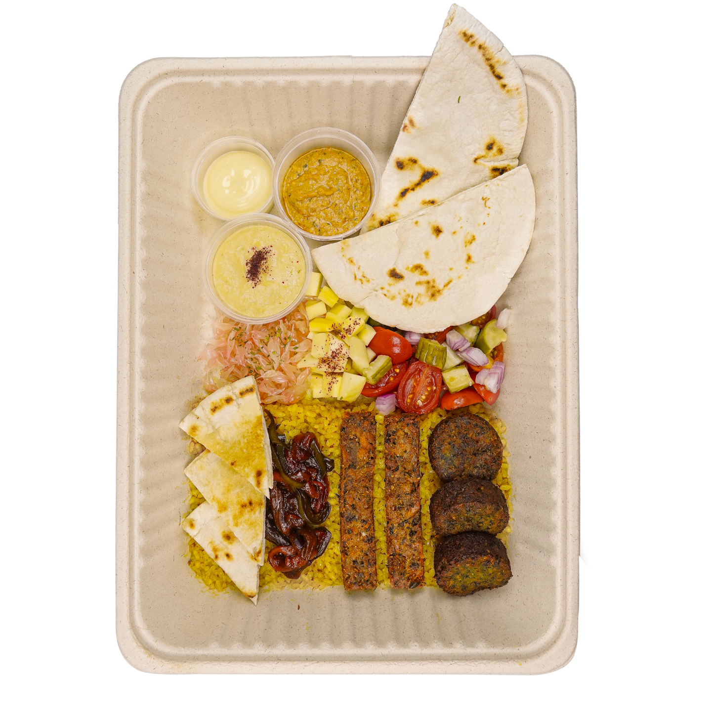 Falafel + Seafood Kofta Platter