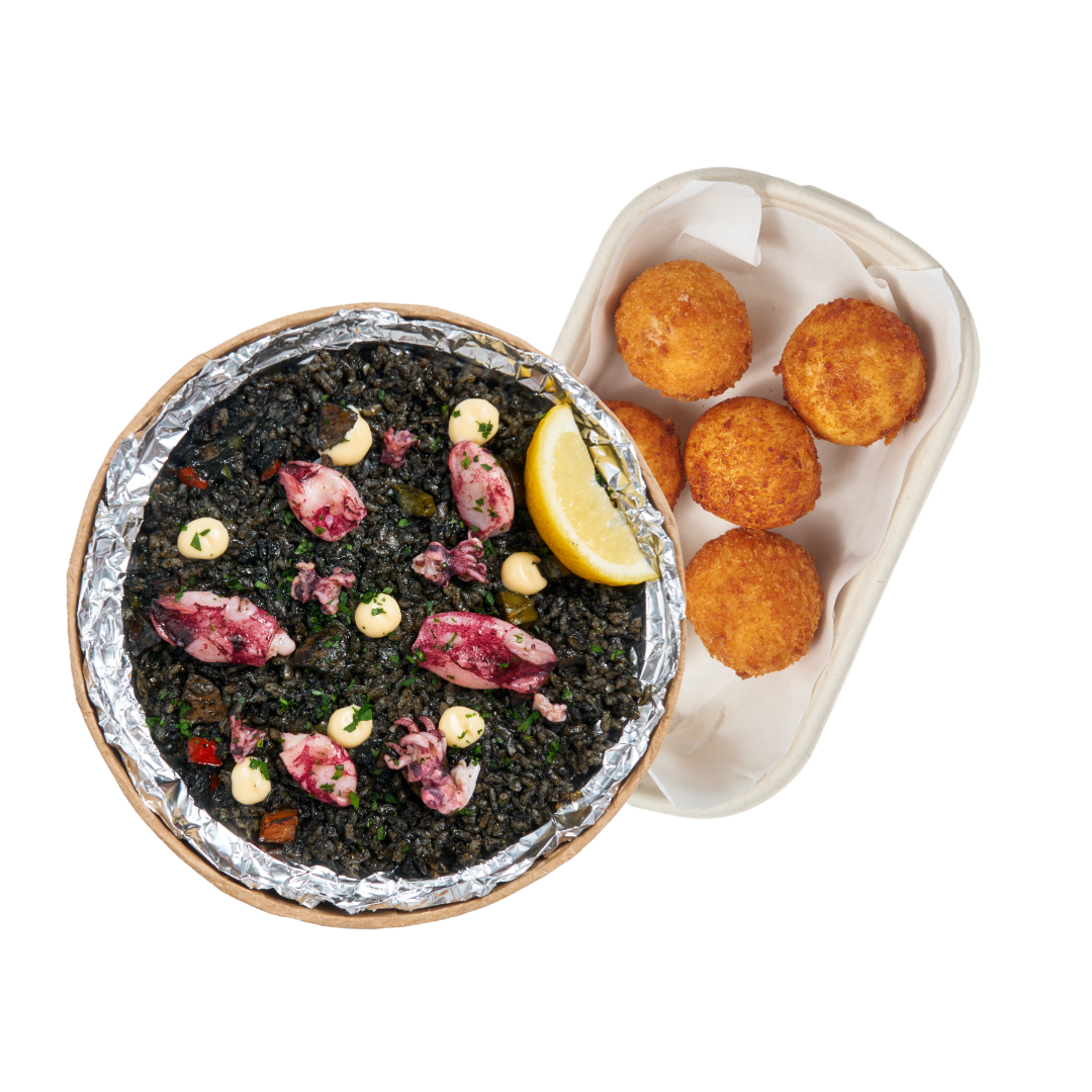 Better Together: Paella Negra + Jamon Croquetas - Pacific Bay Eats