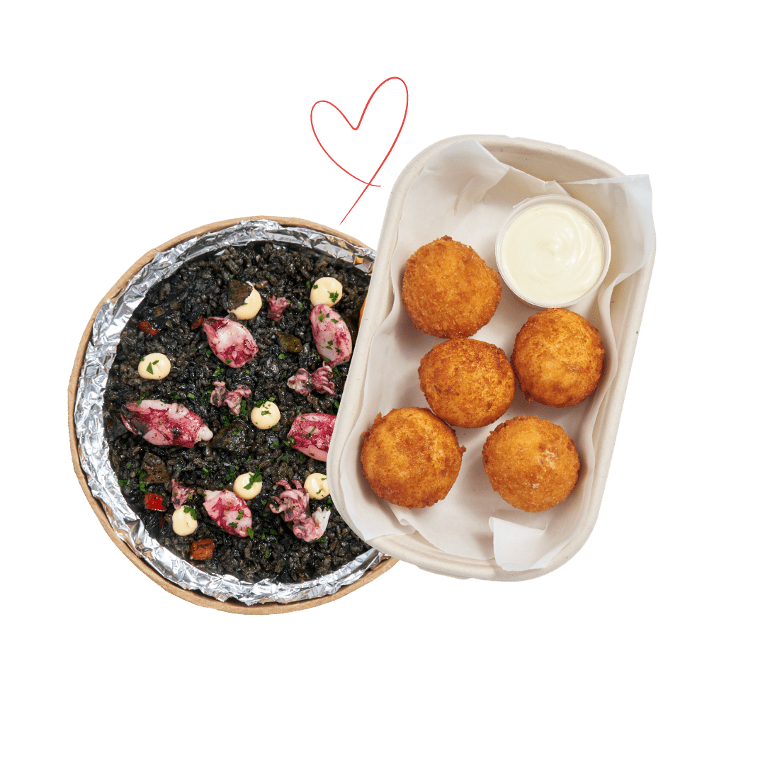 Better Together: Paella Negra + Jamon Croquetas - Pacific Bay Eats
