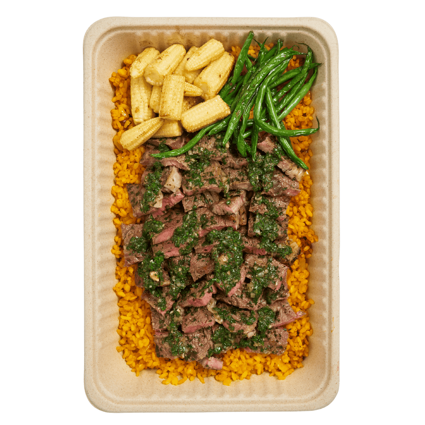 Steak with Chimichurri over Spanish rice - Pacific Bay Eats