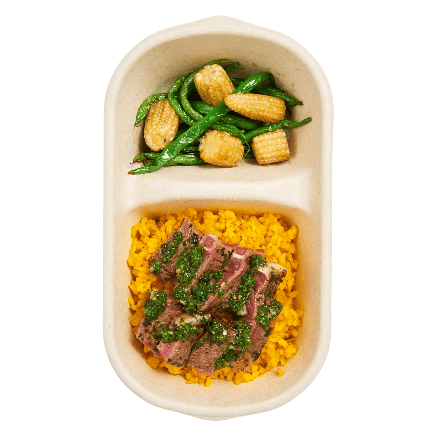 Steak with Chimichurri over Spanish rice - Pacific Bay Eats